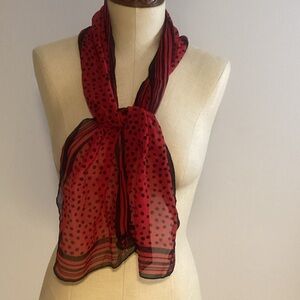 Halston Heritage Red and Black Polka Dot Scarf